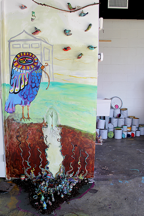 Mural and wax installation by Anna.