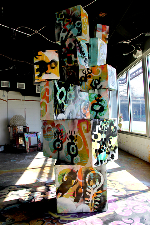Adam Peele's boxes and floor detail. 
