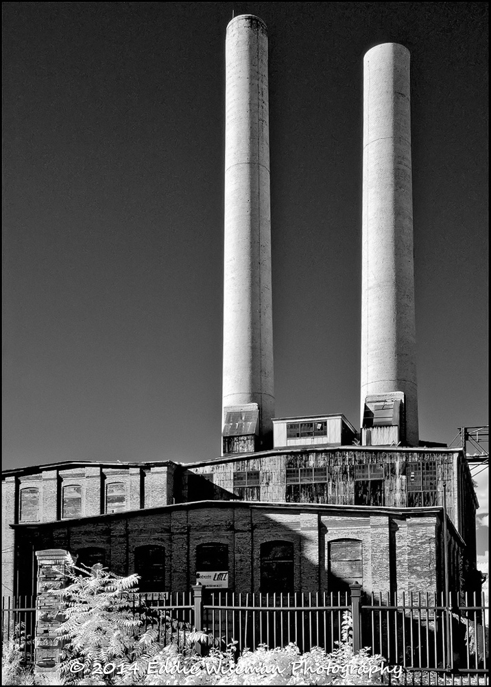 Twin Stacks Lawrence, MA- (infrared black and white