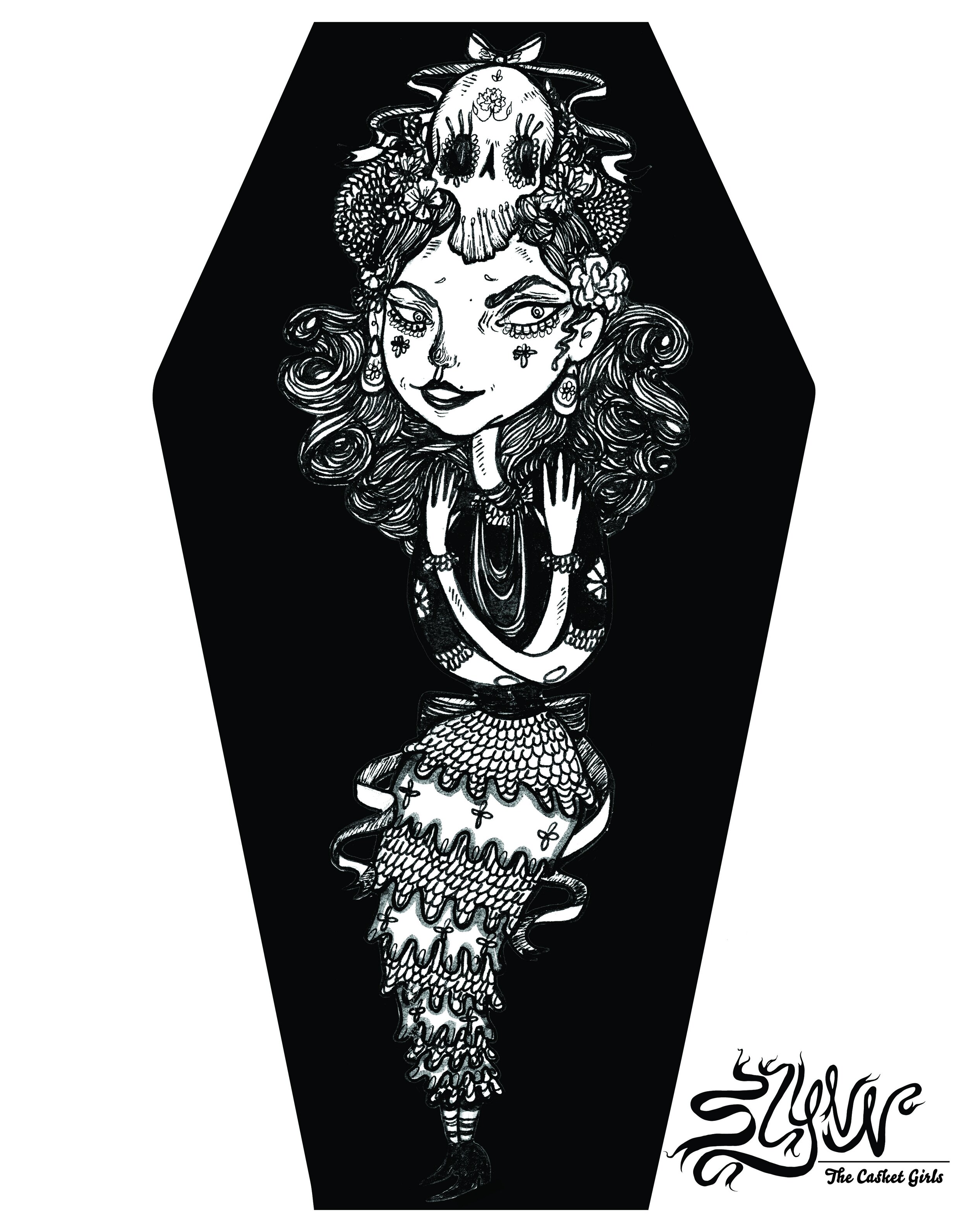 Casket Girl Illustration: Day of the Dead