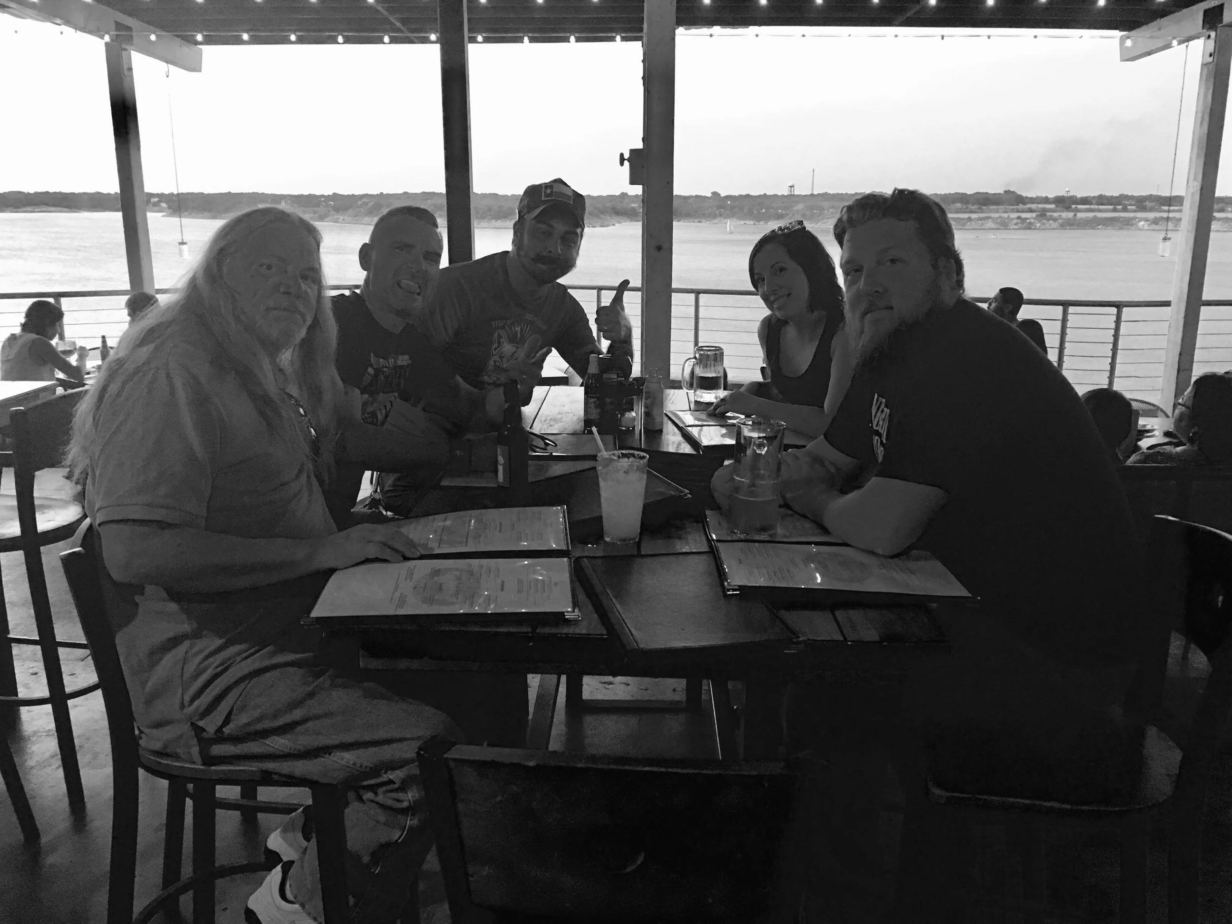 From left to right: Pat, Chad, Mike, Megan and Scott celebrating a victory at the Dead Fish Grill. One down, one more to go!