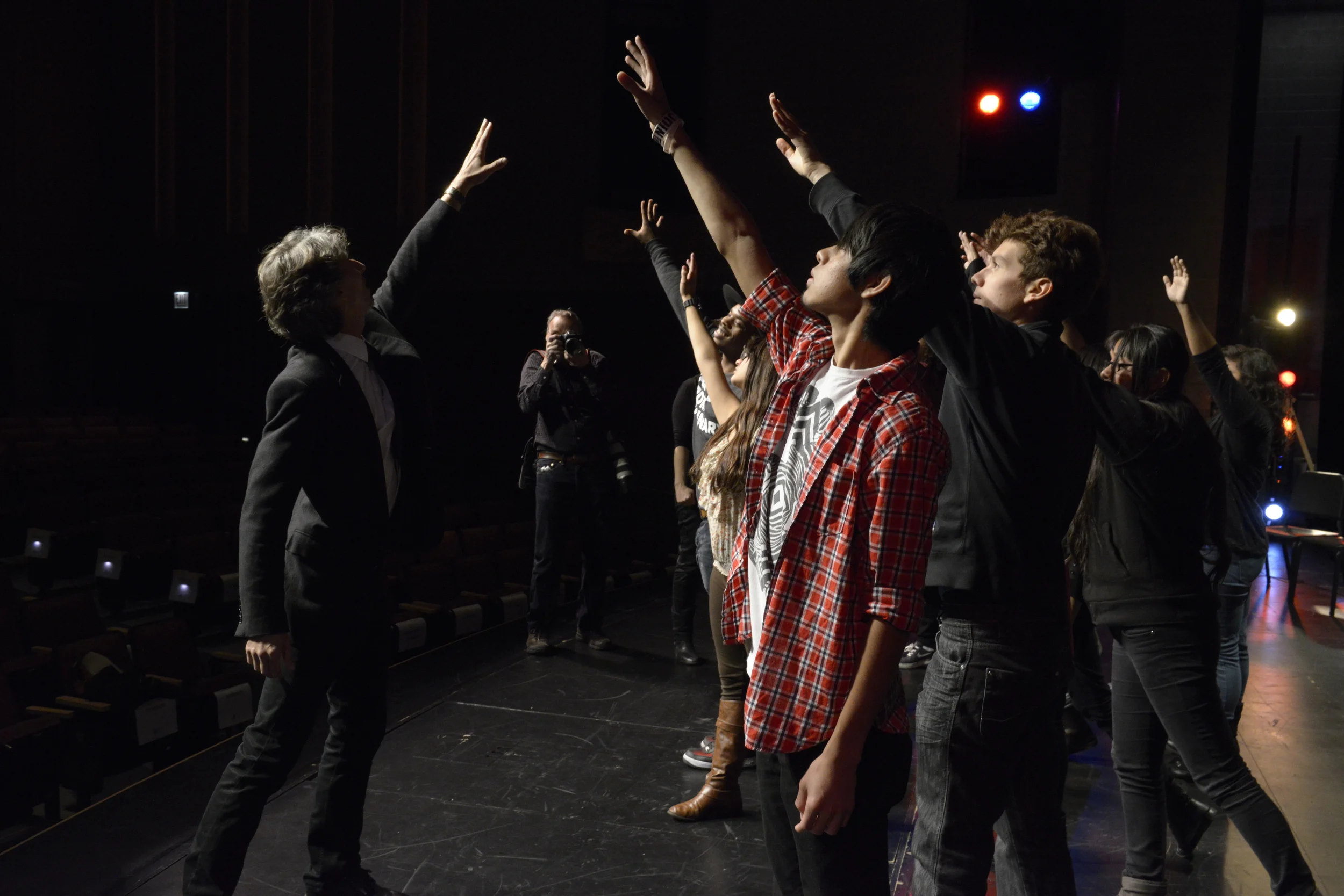 Damian Woetzel, Director, Aspen Institute; former principal dancer, New York City Ballet, and Honorary Co-Chair of Be Creative: The Campaign for Creative Schools rehearses with students of Benito Juarez Community Academy