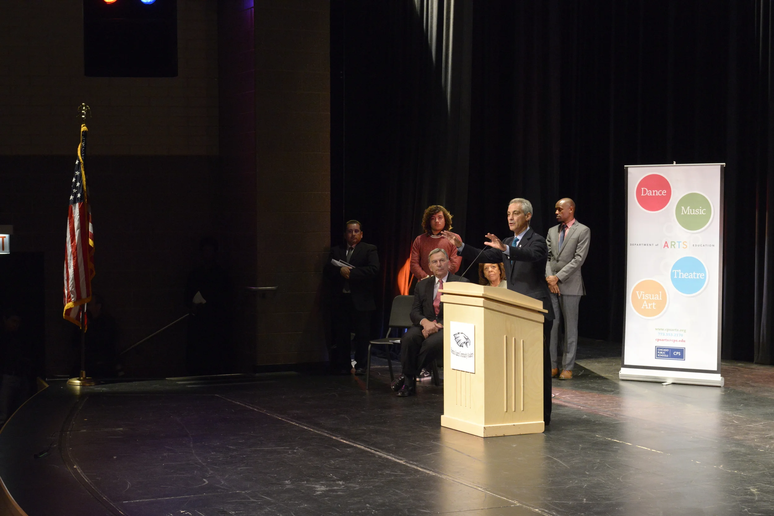 Mayor Rahm Emanuel provides the keynote address at the Be Creative launch event and stresses the importance of arts education in every public school in Chicago