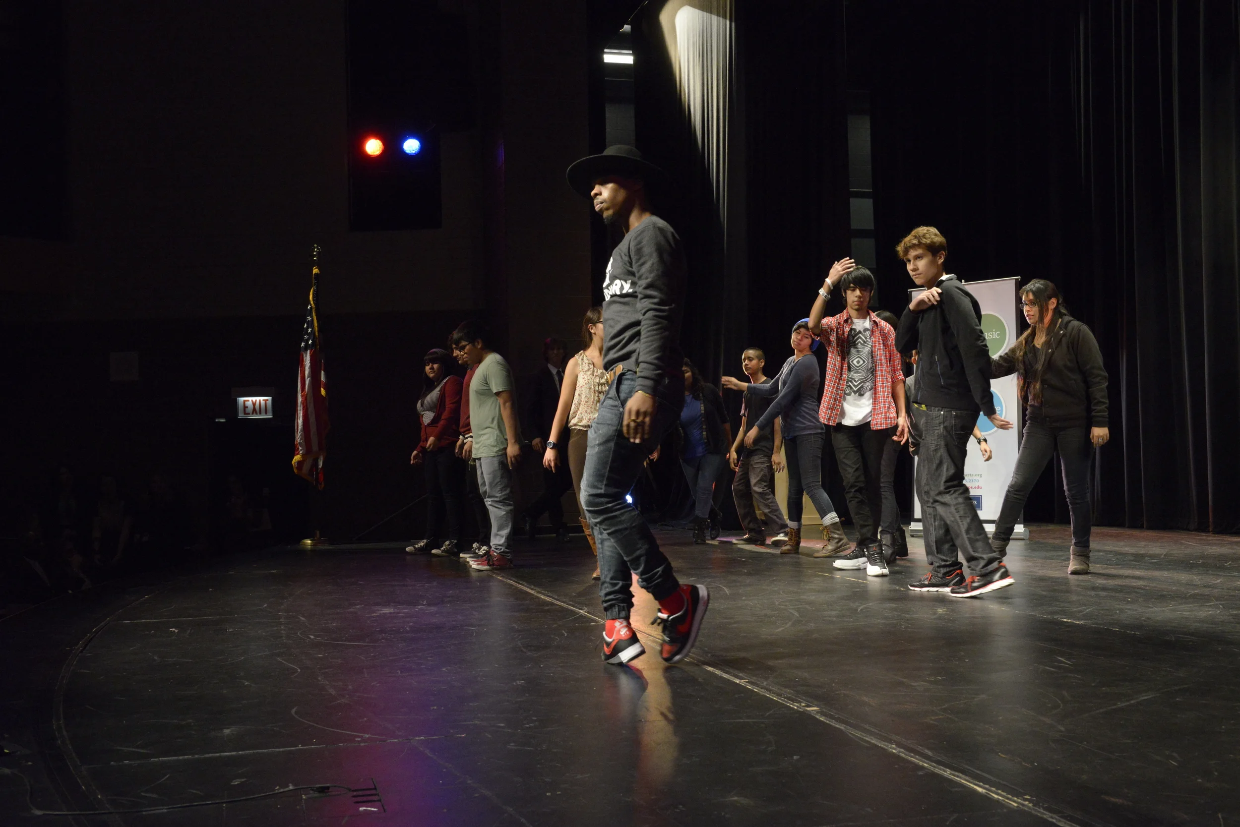 Dancer Lil Buck and drama students perform at the October 21 launch of Be Creative: The Campaign for Creative Schools