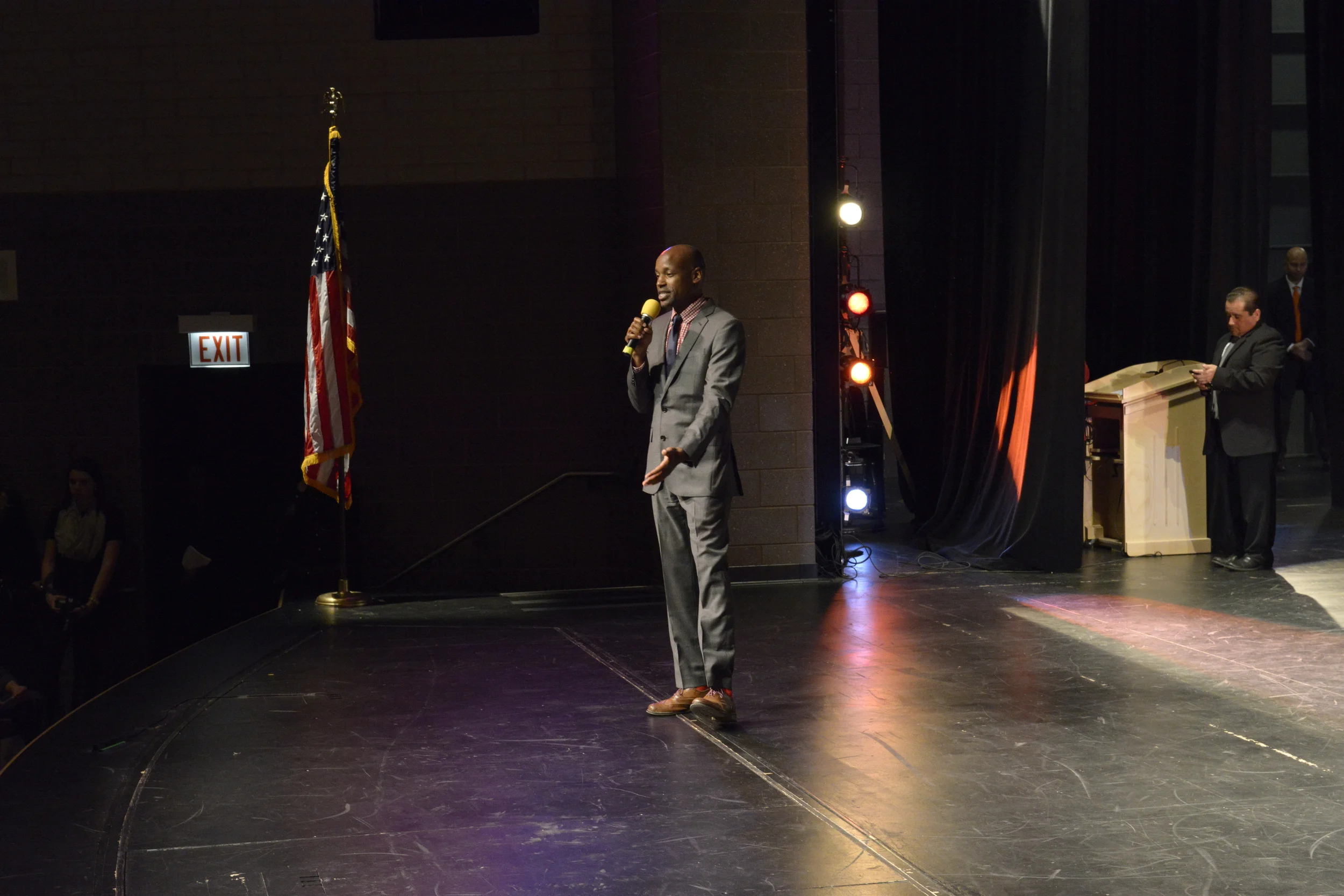 Evan Plummer, Director of Arts Education, CPS, thanks guests for attending the launch event publically announcing Be Creative: The Campaign for Creative Schools