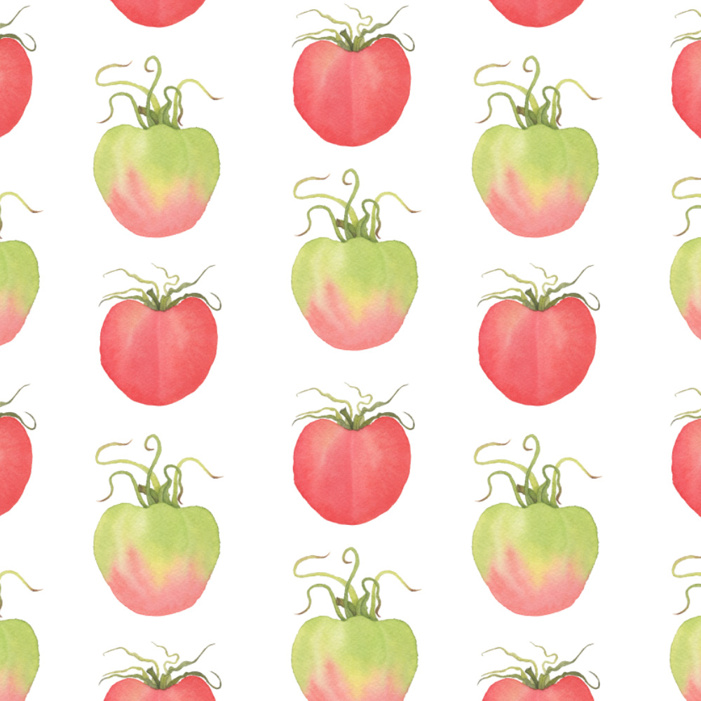 Watercolor Tomatoes Fabric Design