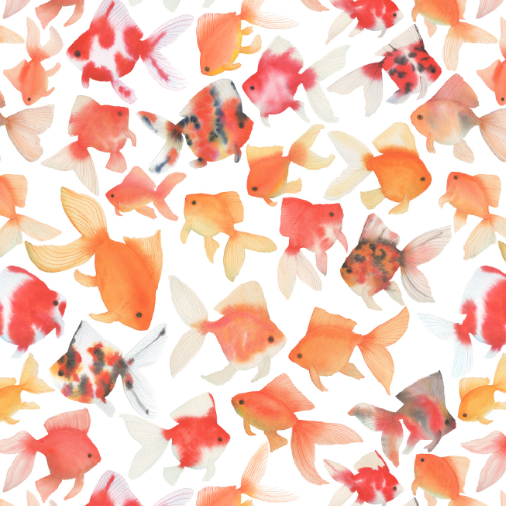 Watercolor Goldfish Fabric Design