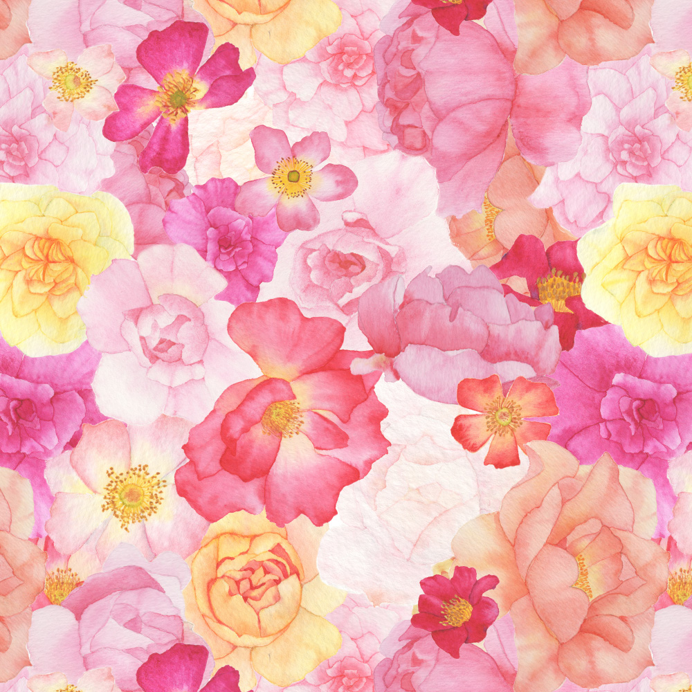 Watercolor Roses Fabric Design