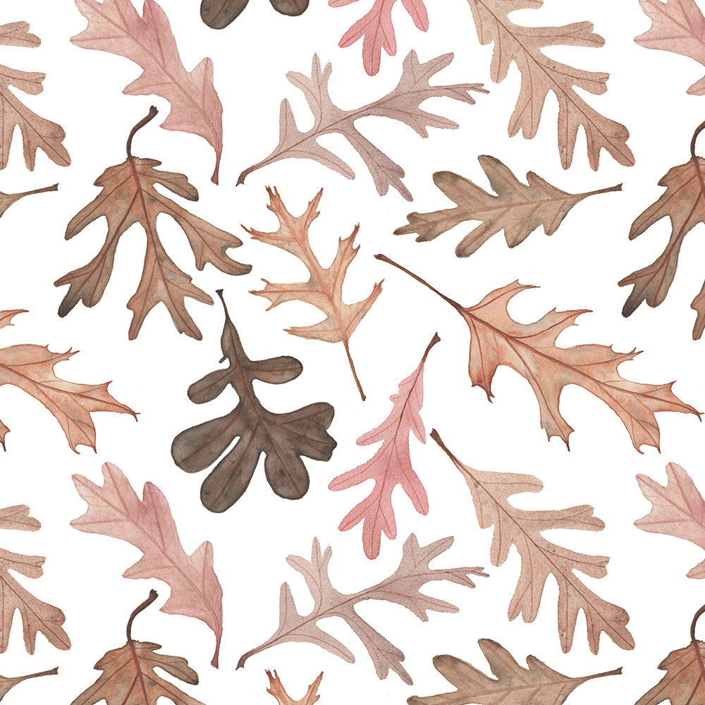 Watercolor Oak Leaves Fabric Design by Anne Butera