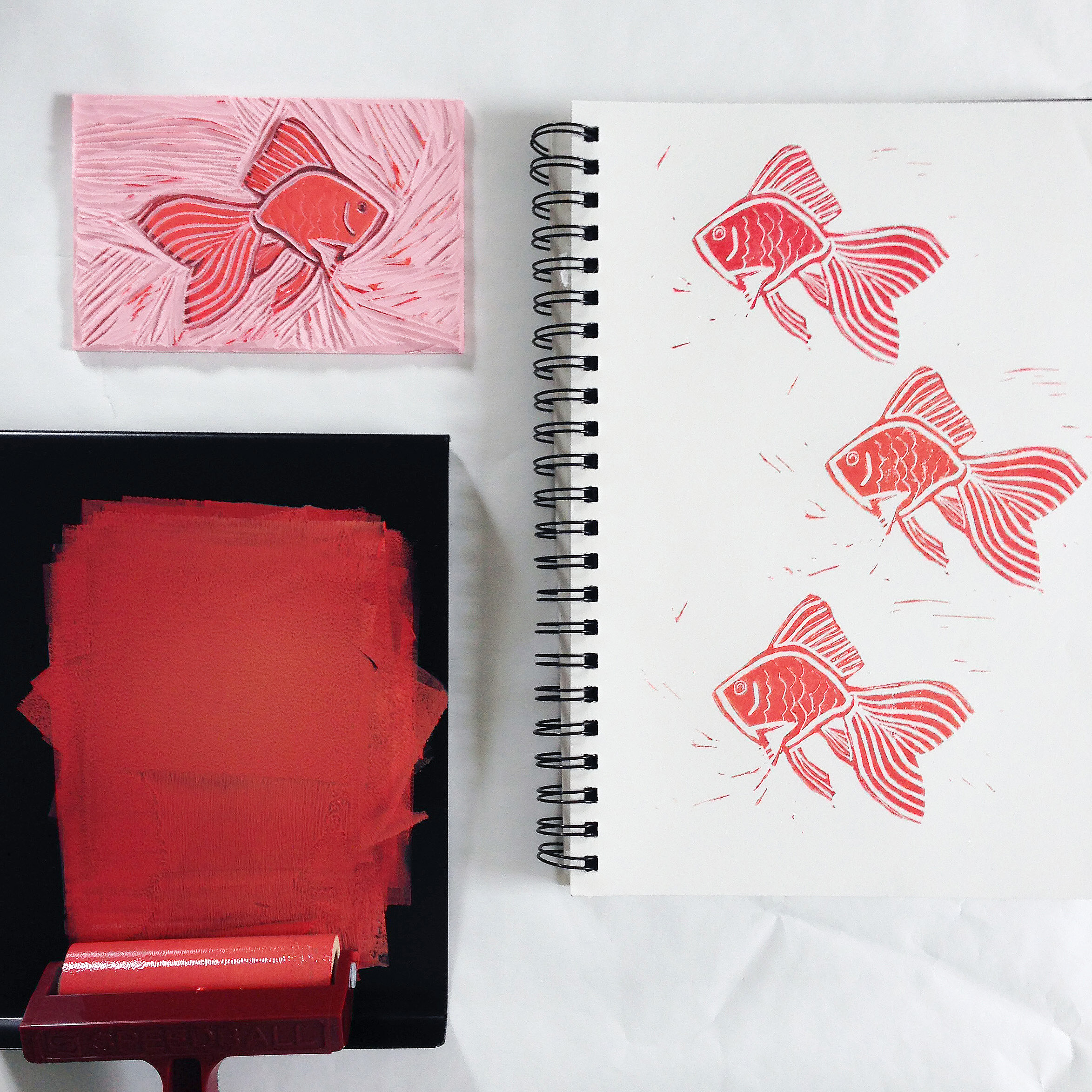 Goldfish Block Prints in Anne Butera's Sketchbook