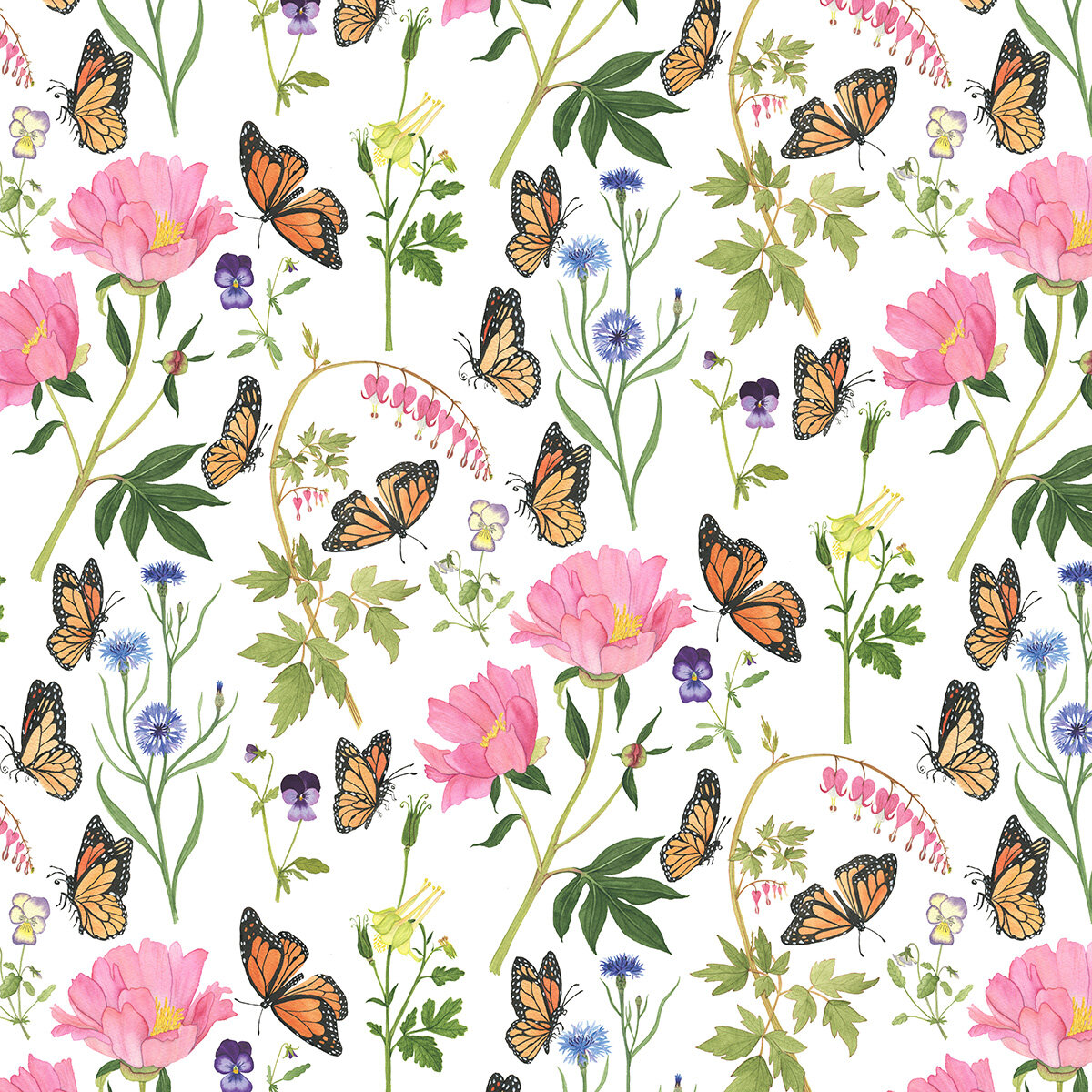 Monarchs in the Spring Garden a Pattern by Anne Butera