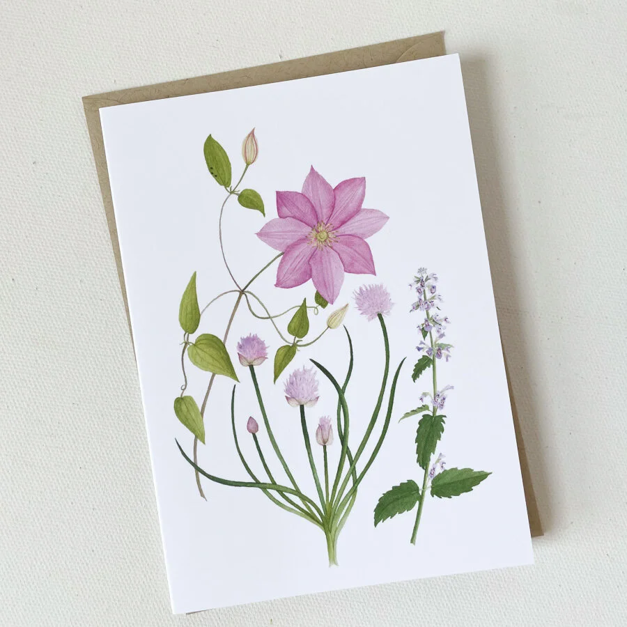 Clematis and Herbs Notecard with Envelope.jpg