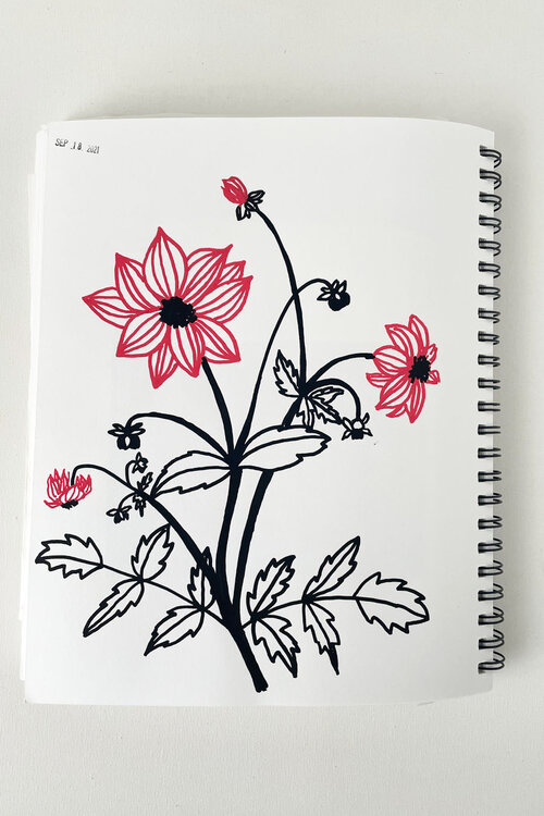 Sketchbook for Markers and Pencils, Sketchbook With Black and Red Paper 