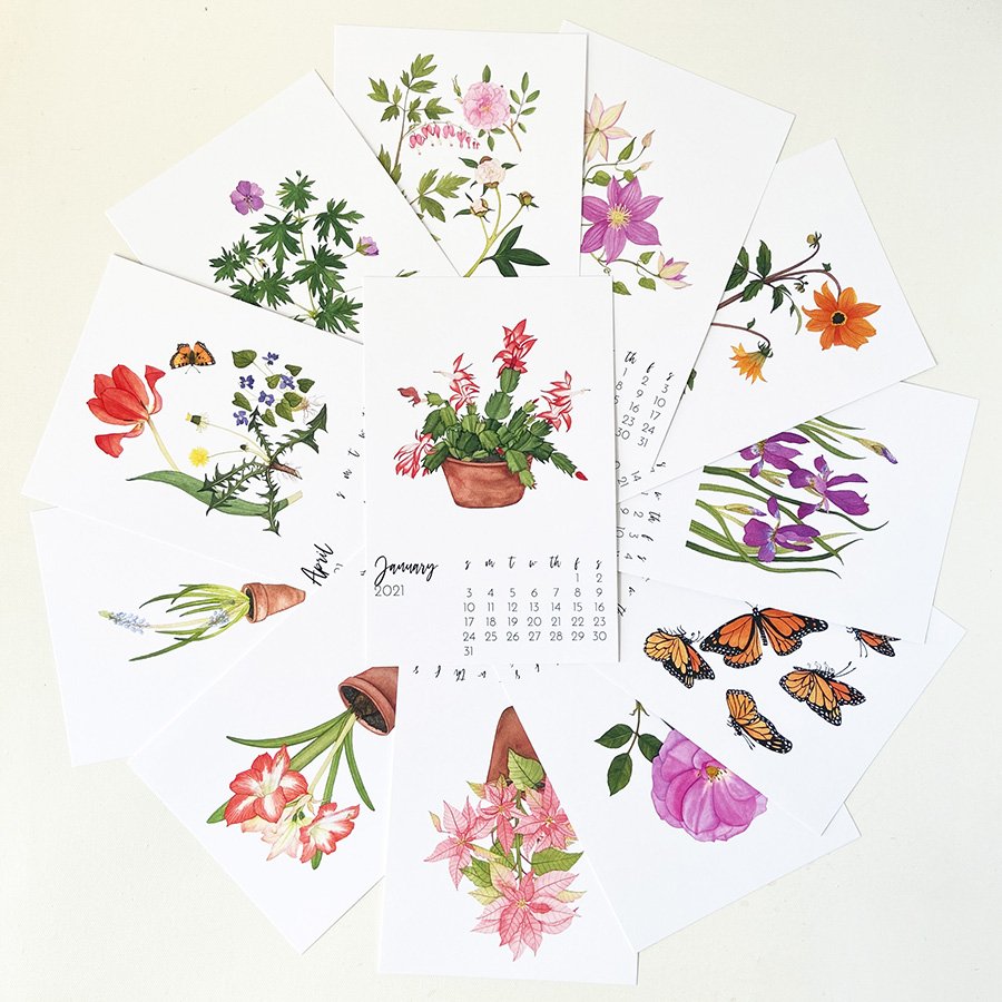 2021 Watercolor Garden Desk Calendar by Anne Butera