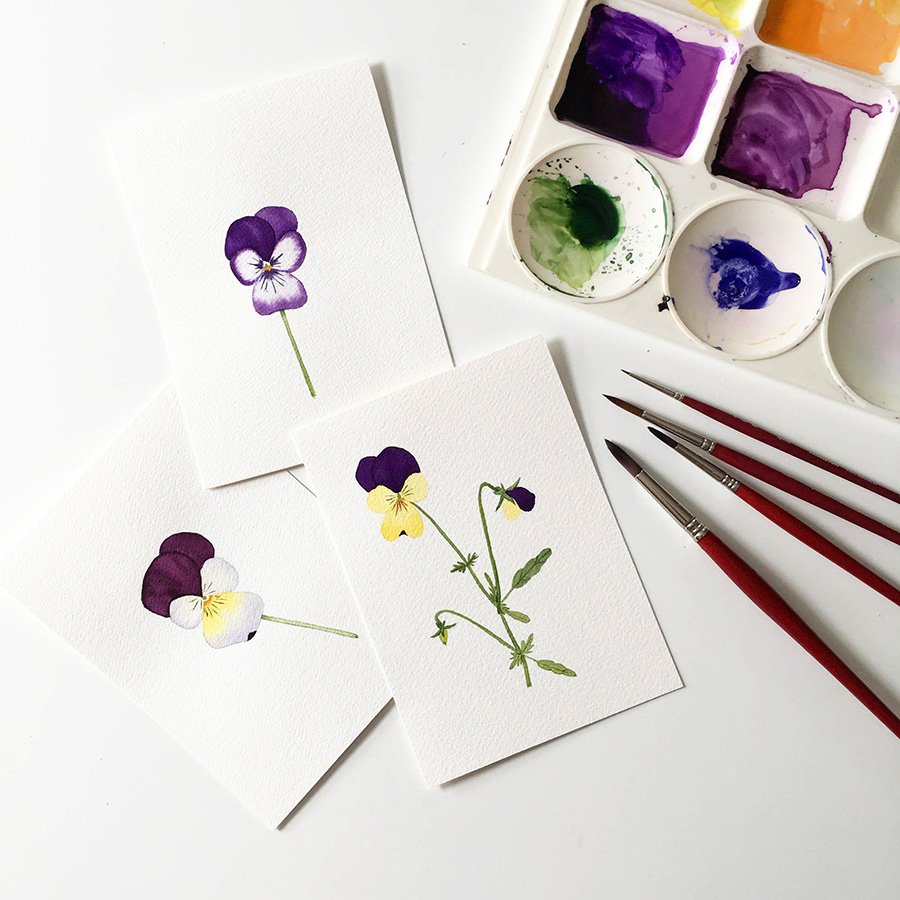 Learn to Paint Realistic Watercolor Viola Flowers