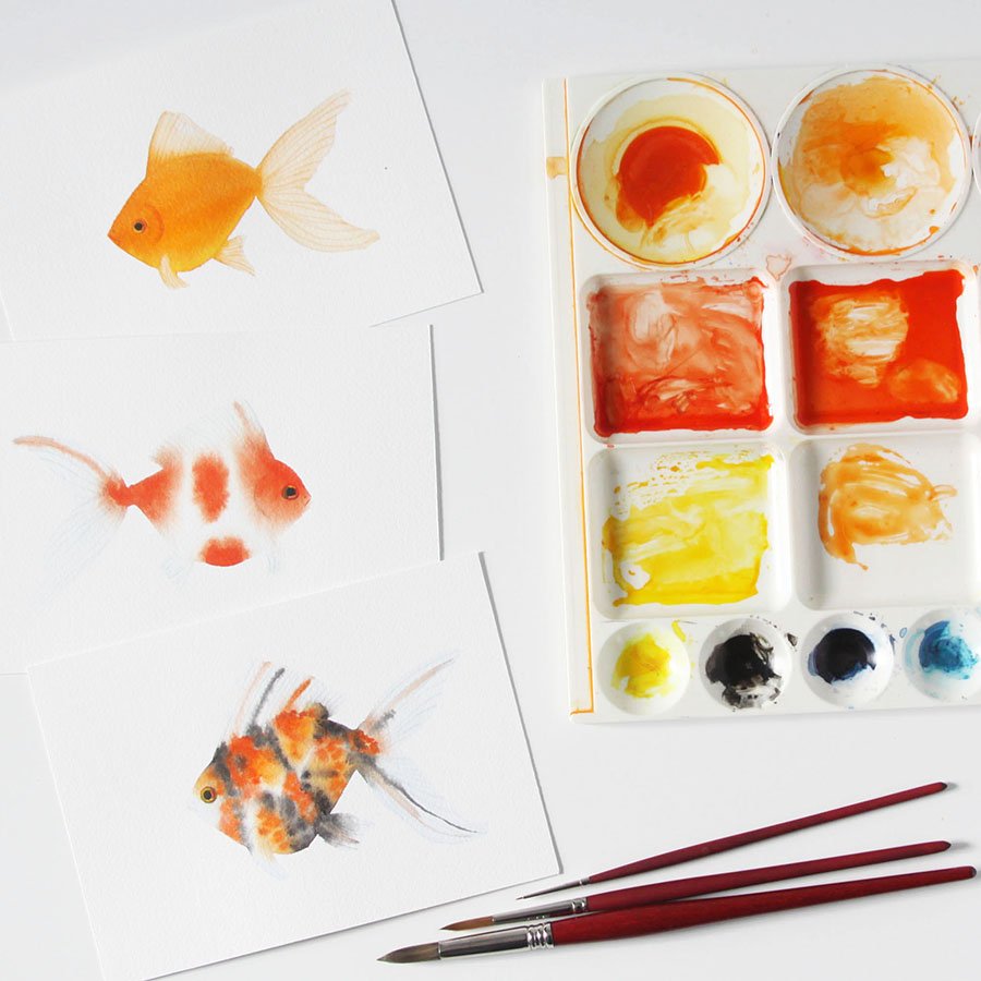 Learn to Paint Watercolor Goldfish