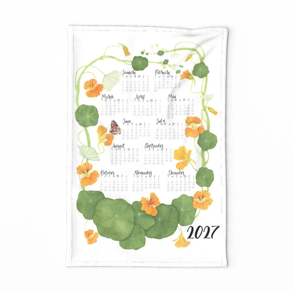Anne Butera's beautiful nasturtiums 2027 tea towel calendar