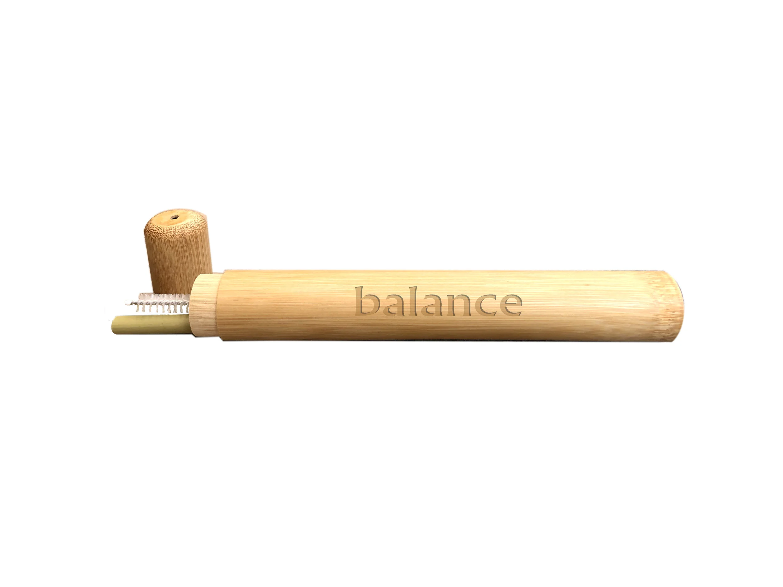 1 Yellow Bamboo Straw &amp; 1 Brush in a Bamboo Tube