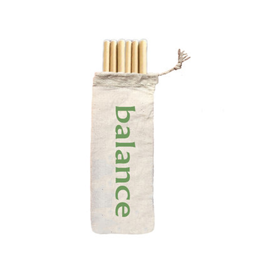 12 Yellow Bamboo Straws &amp; 2 Brushes in Bag