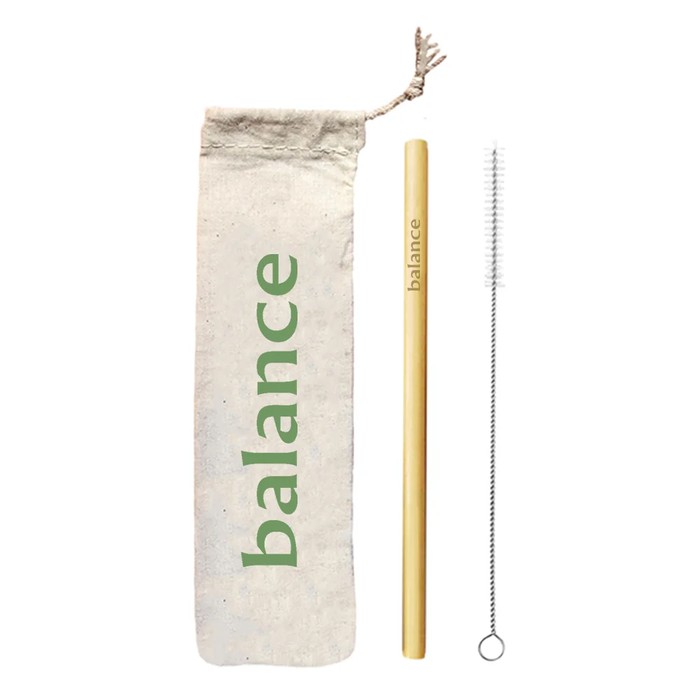 1 Yellow Bamboo Straw, 1 Brush &amp; 1 Bag Kit