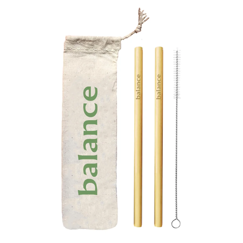 2 Yellow Bamboo Straws, 1 Brush &amp; 1 Bag Kit