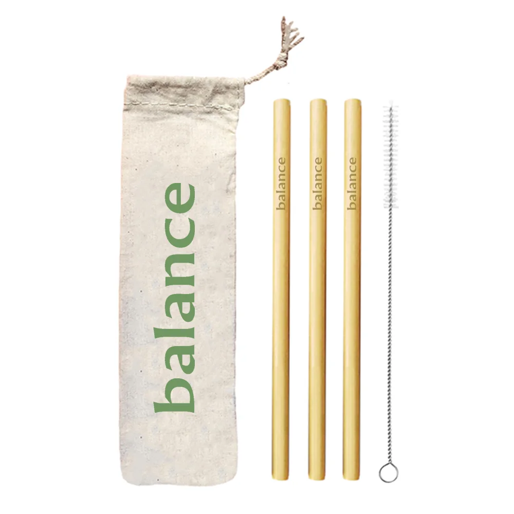 3 Yellow Bamboo Straws, 1 Brush &amp; 1 Bag Kit