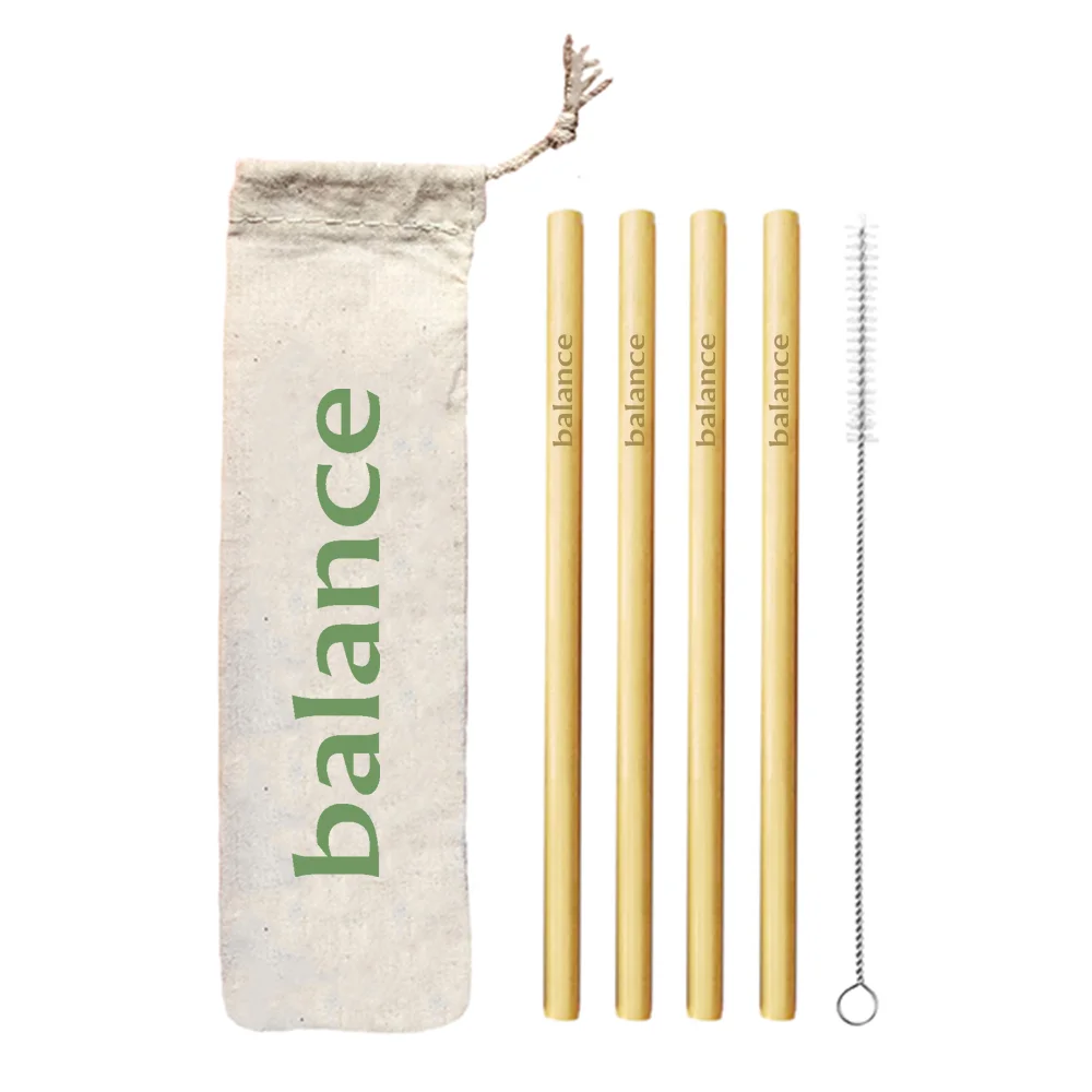 4 Yellow Bamboo Straws, 1 Brush &amp; 1 Bag