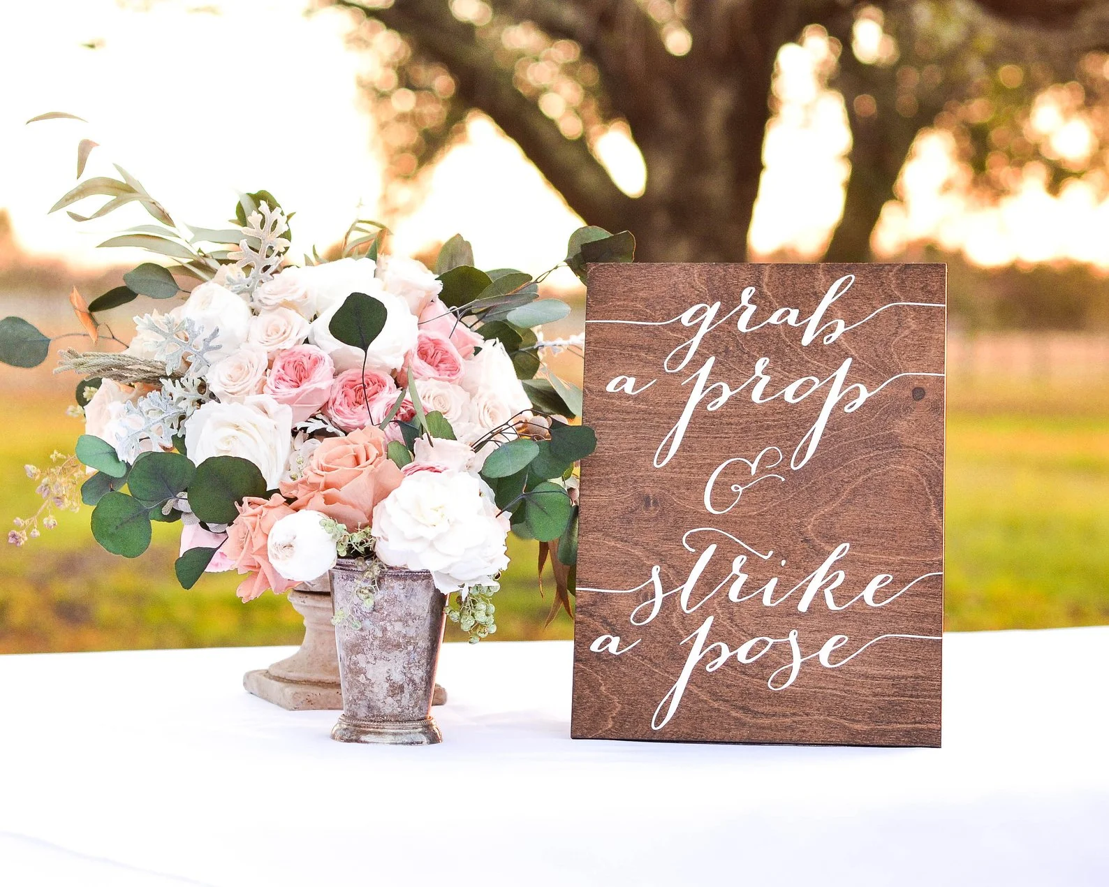 Wooden Sign " Grab a prop & strike a pose"