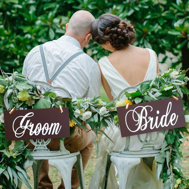 Groom & Bride Wooden Signs
