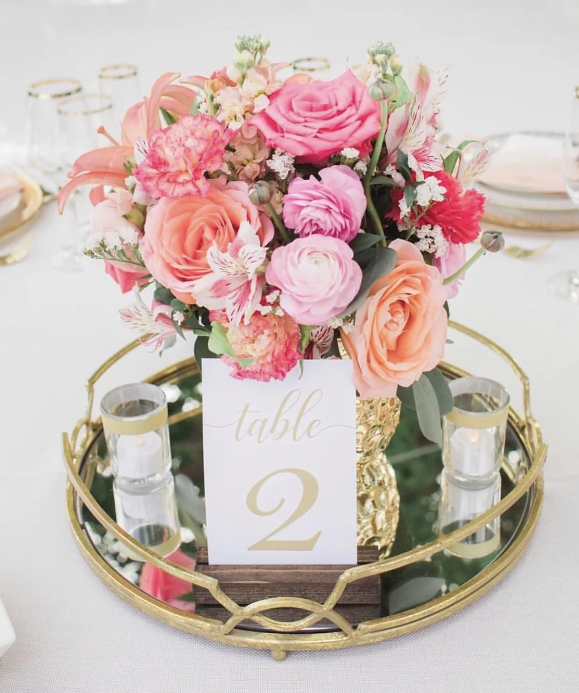 Gold Mirror Center Pieces