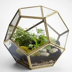 Gold Glass Geo Candle Holder