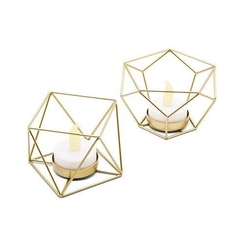 Geo Gold Tea Candle Holders