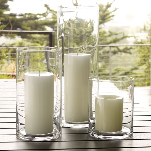 Clear Hurricane Holders with Candles