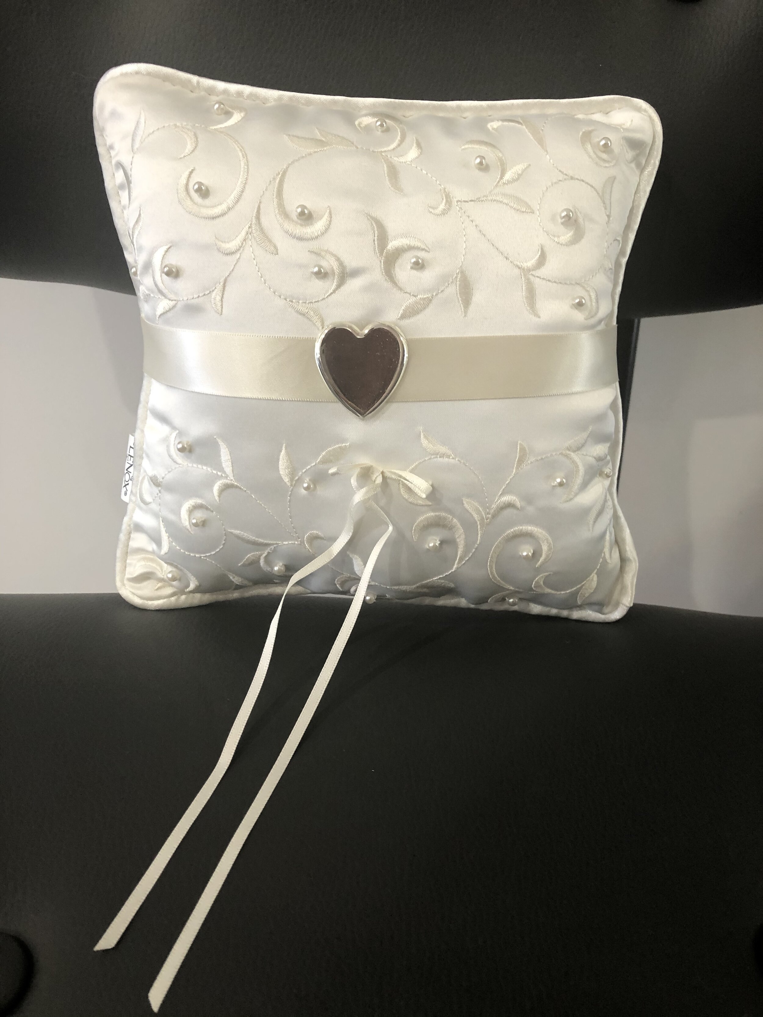 White Heart Ring Bearer Pillow