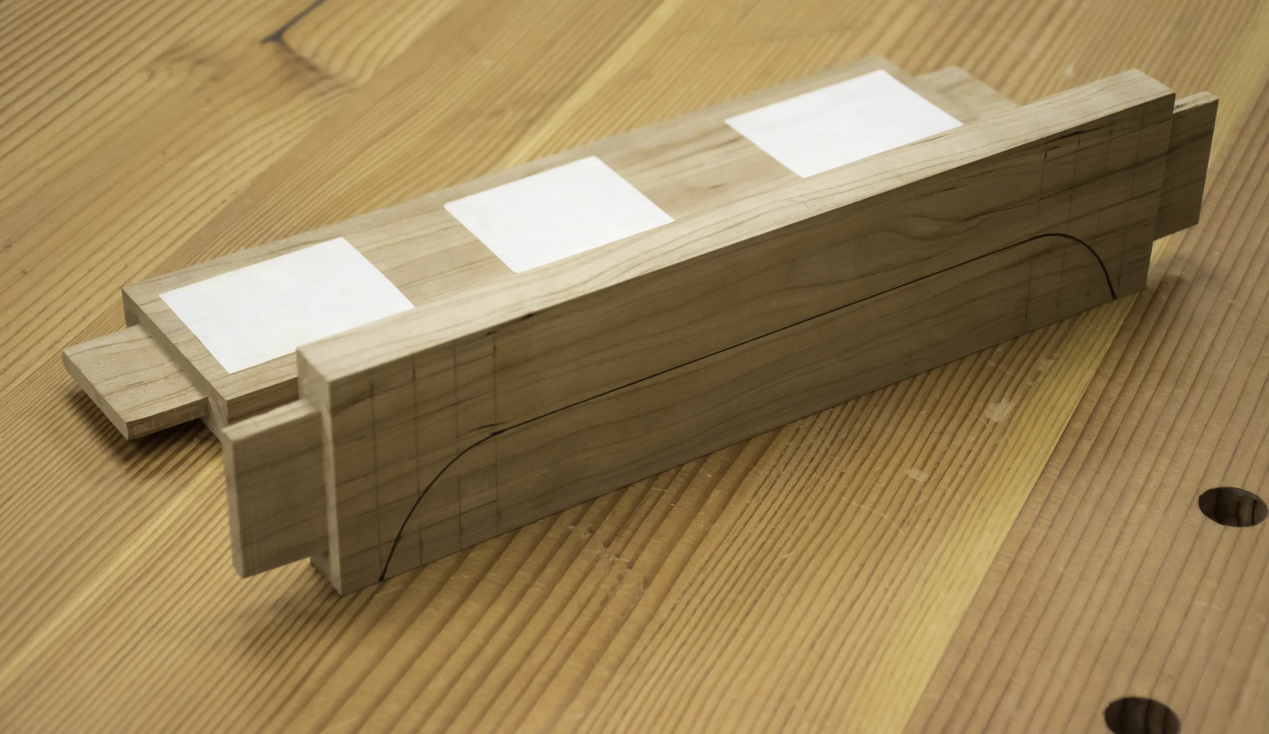 No template needed. Draw the curves directly on the workpiece.