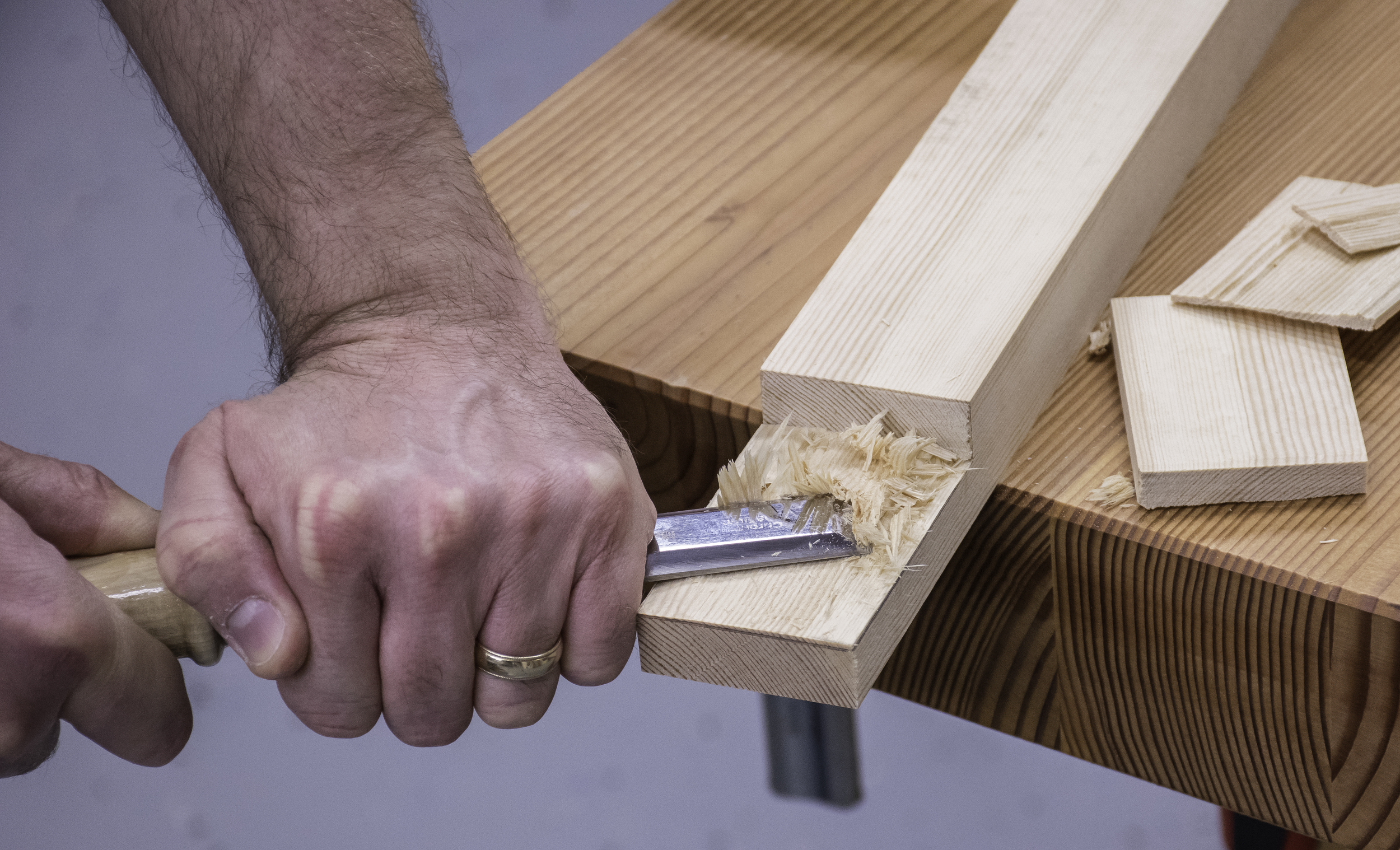 I used a chisel to get close to my knife lines.