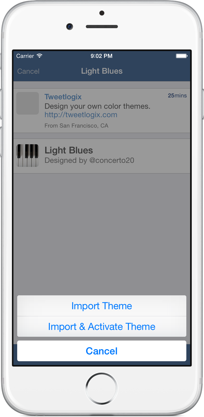 Import themes from tweets