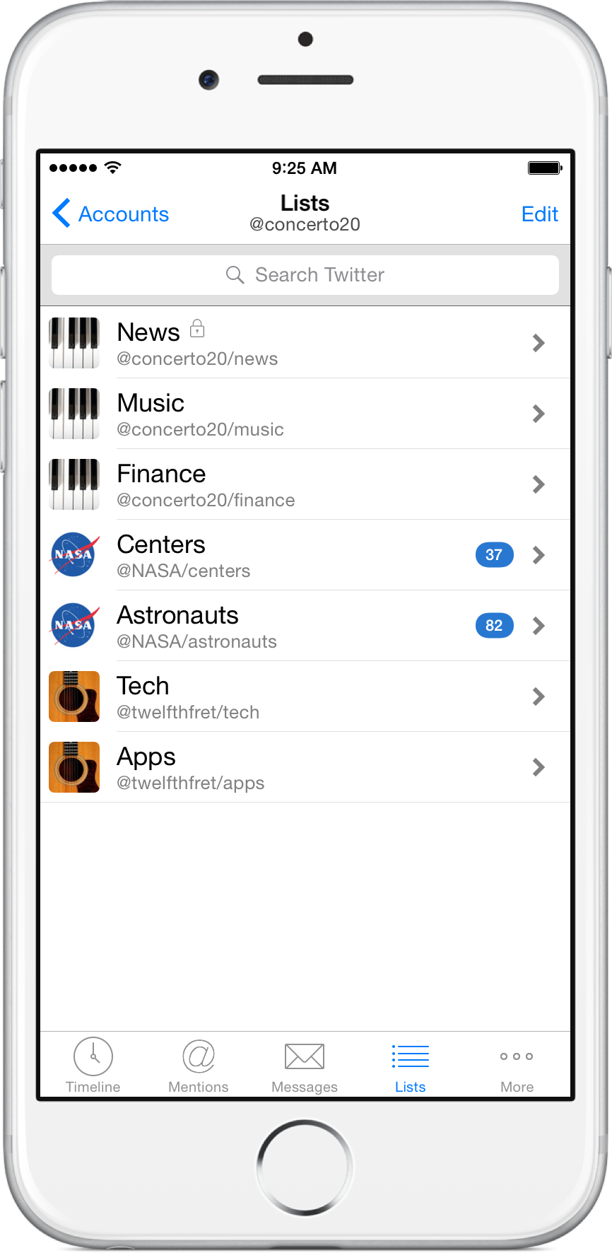  View and manage Twitter lists 