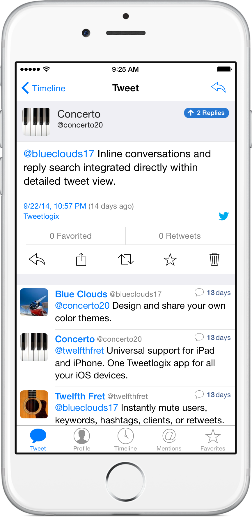 Reply search in detailed tweet view