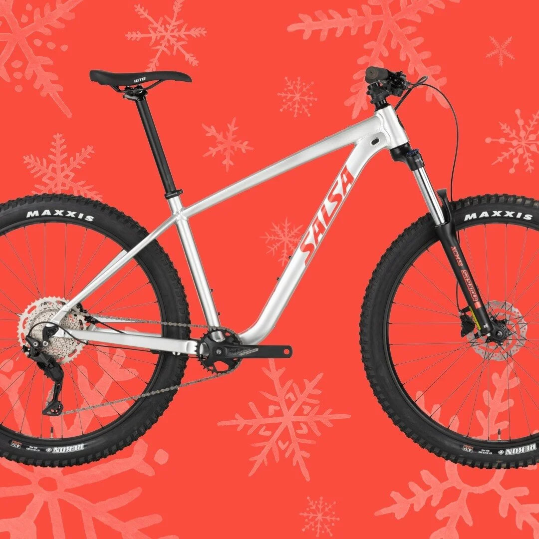 Salsa's Rangefinder is a great gift for mountain bikers in the making (even if that's you)! This aluminum hardtail features modern trail geometry for a smooth, predictable ride, plus on-bike cargo mounts. Come check them out at [retailername] before 