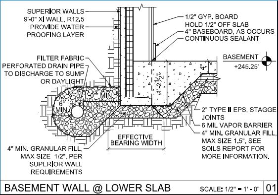 Superior Wall to Slab detail. This is one of many possible details for this condition. For various reason this was the detailed that best suited are design.