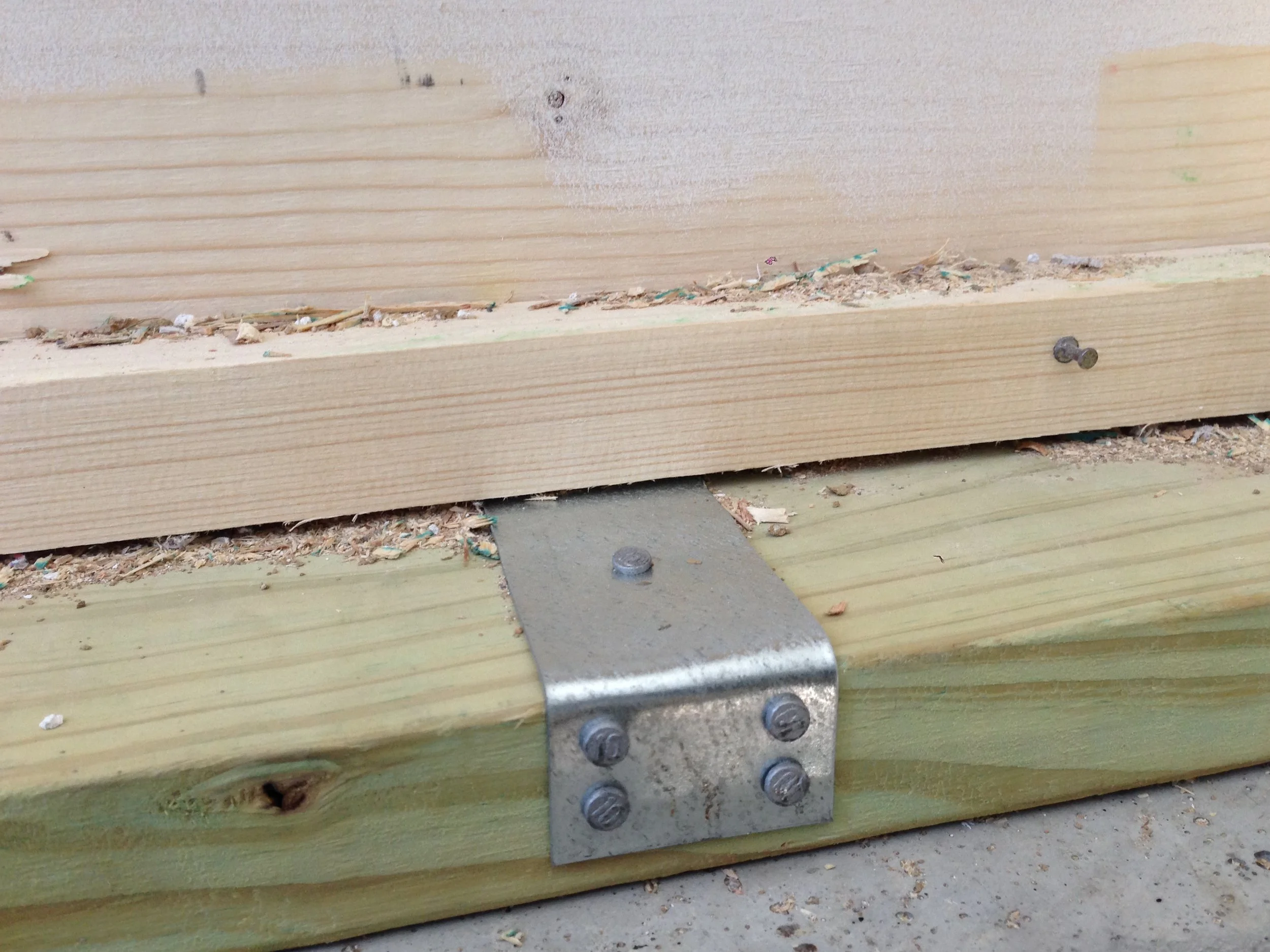 This is the strap that we installed to keep the structure of the home securely strapped to the sill plate of the Superior Wall. We followed all the Superior Wall instruction so let's hope the home doesn't fall off. 