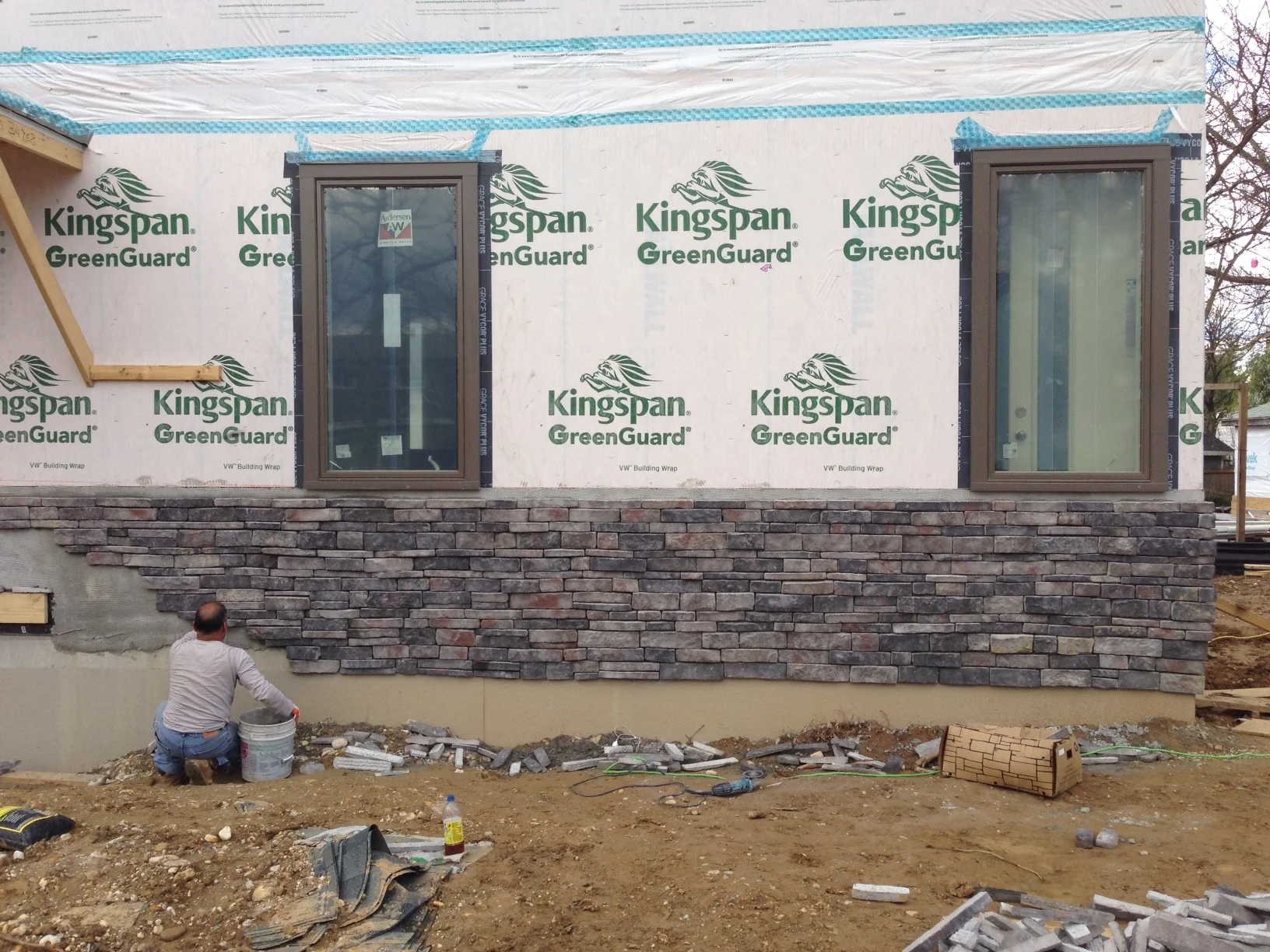 Stone siding slowly making progress. There are only two guys working so it should take another 5-8 days. I see an end in site!