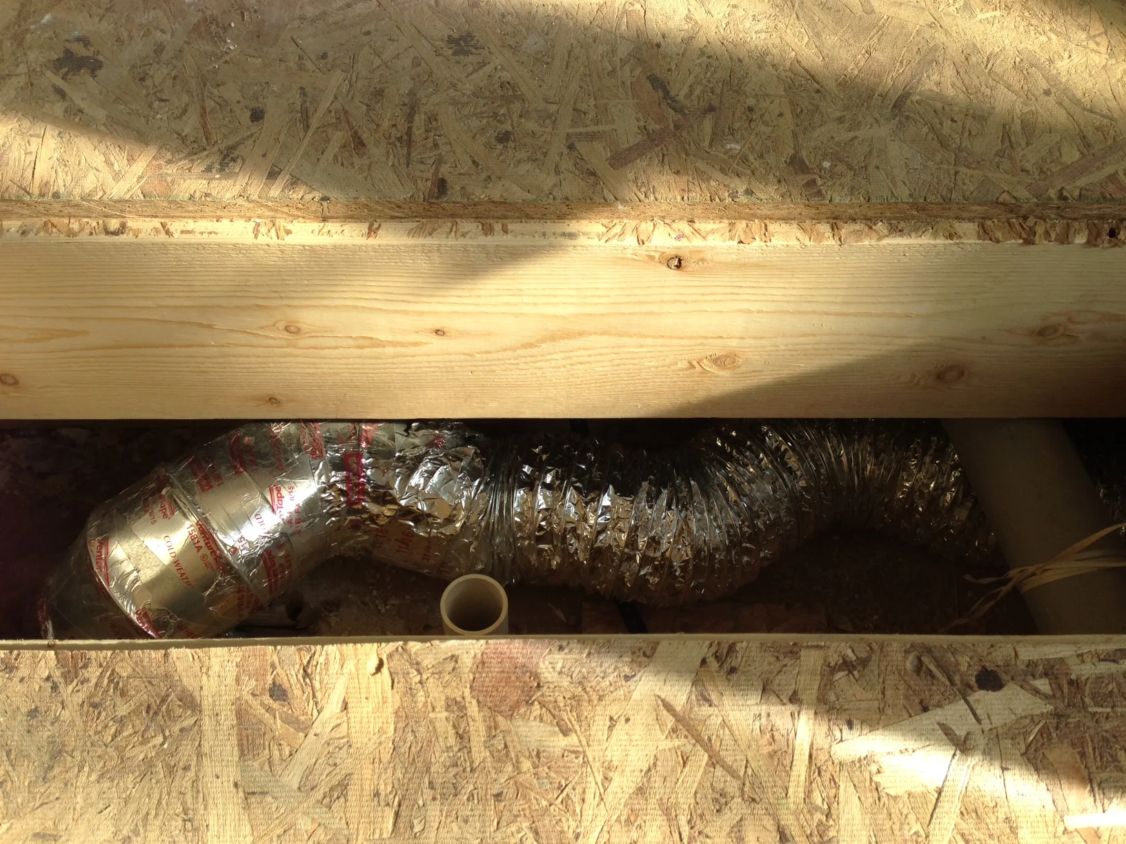 Top of the exhaust vent. The snake shape will be made straight but at least I know the smell will exit the house.