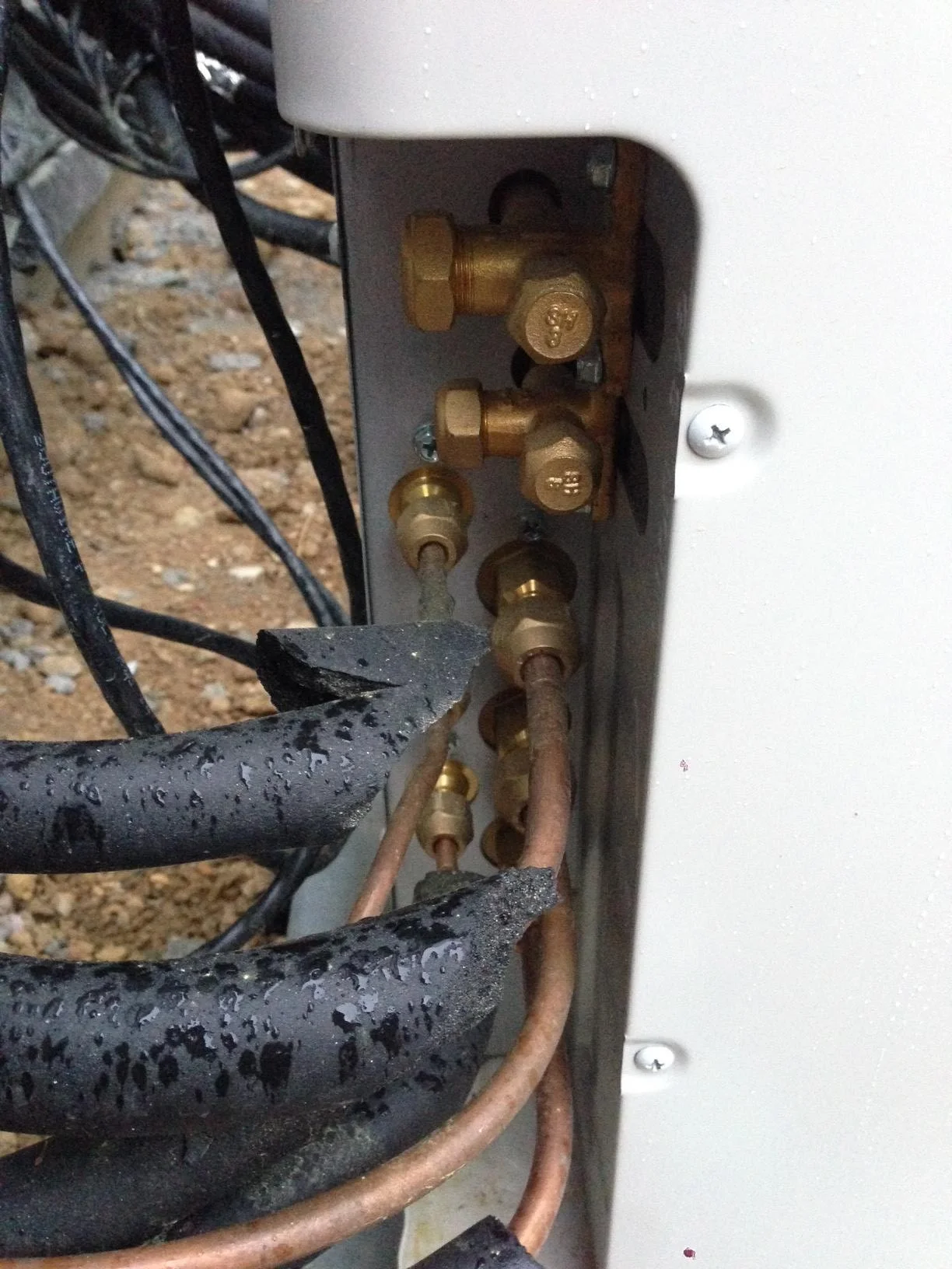 The lines from the minisplit running to the condensor unit.