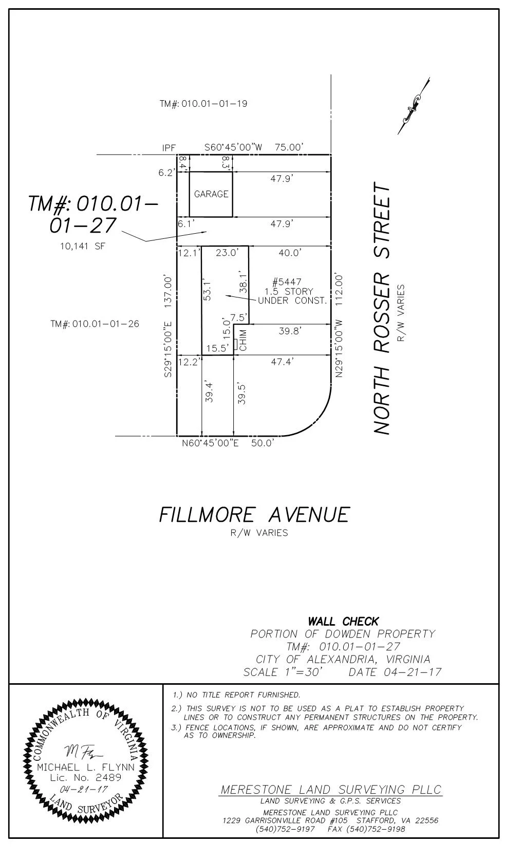 Wall Check Survey. The house has been placed about 99% correct from the approved grading plan. I am an inch off on one of the walls. 