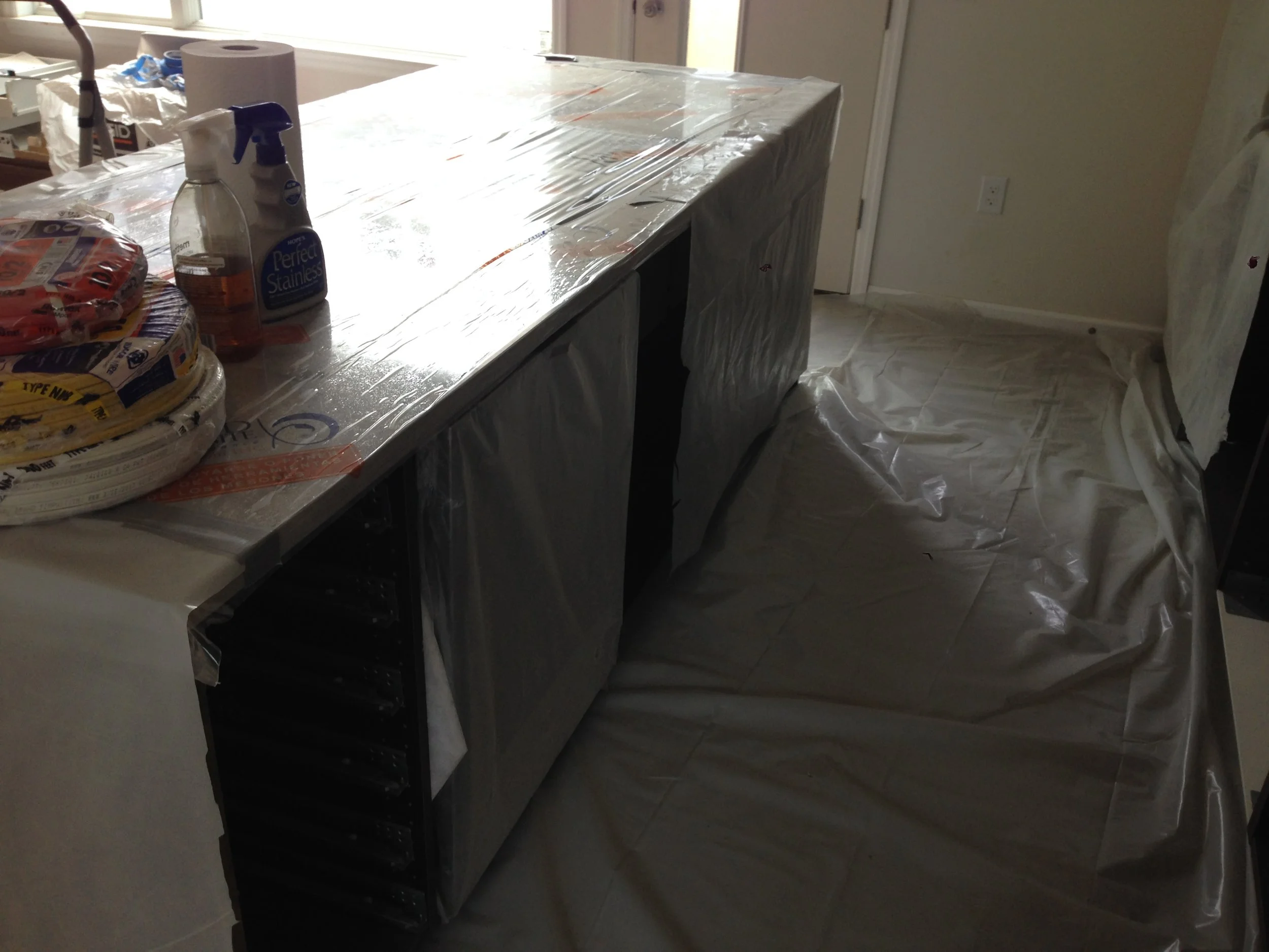 Dishwasher fits under the counter! Progress!