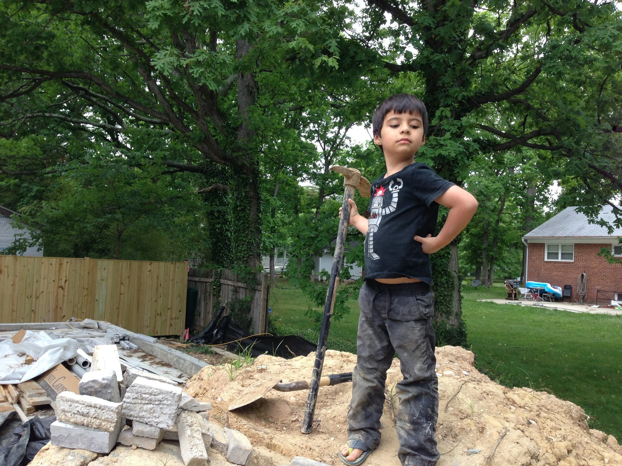 Pedro's tough man pose. I told him not to get dirty as we would only be there for 14 minutes. He looked like this after 3. 