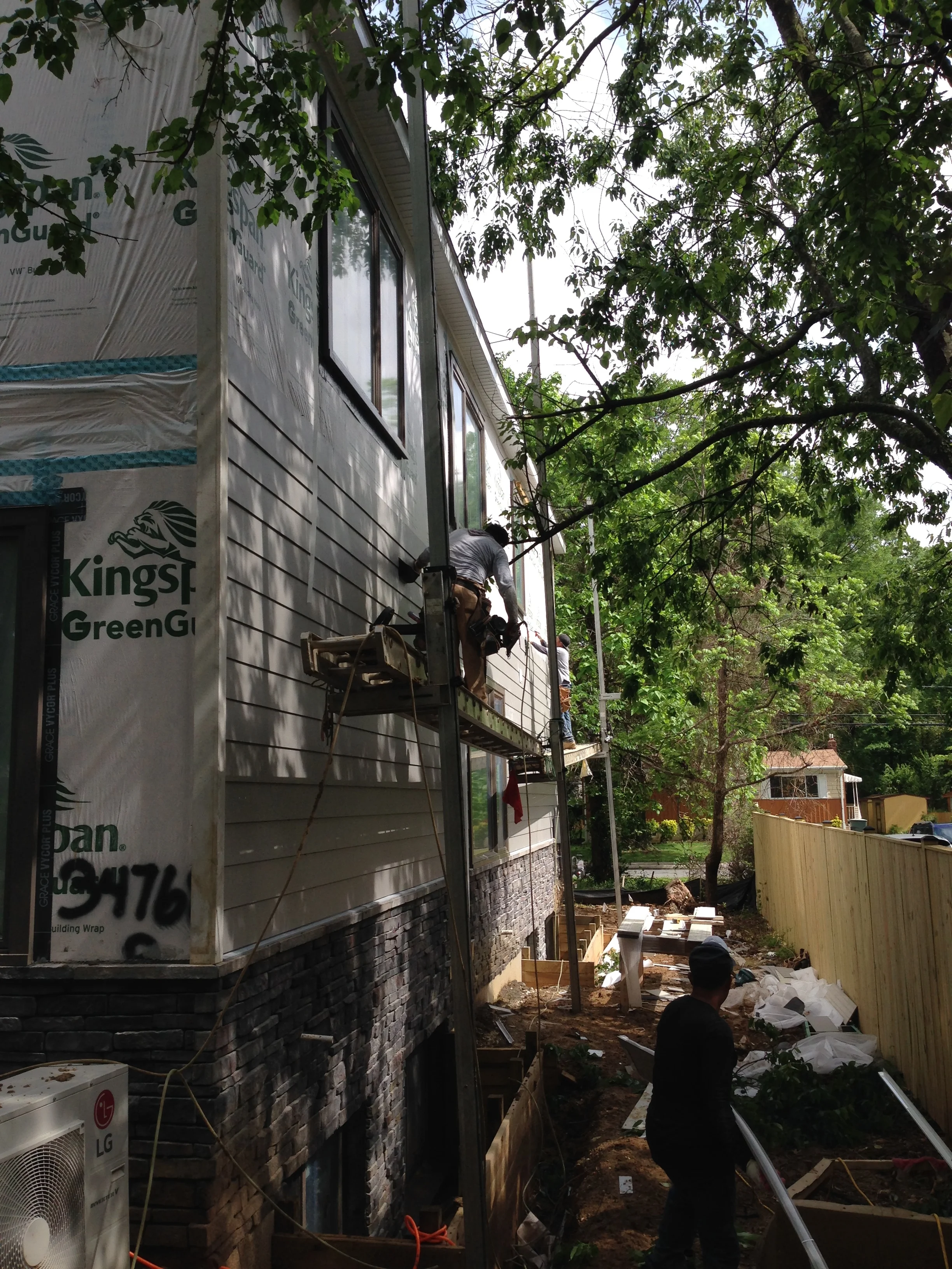 Fiber Cement Board by Allura going up. What a relief. Finally. 