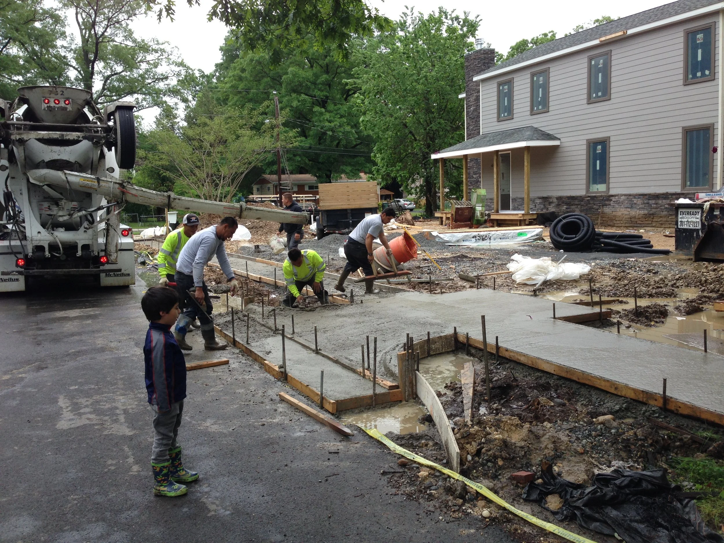 Pouring began at 8:00 am. No time wasting here.